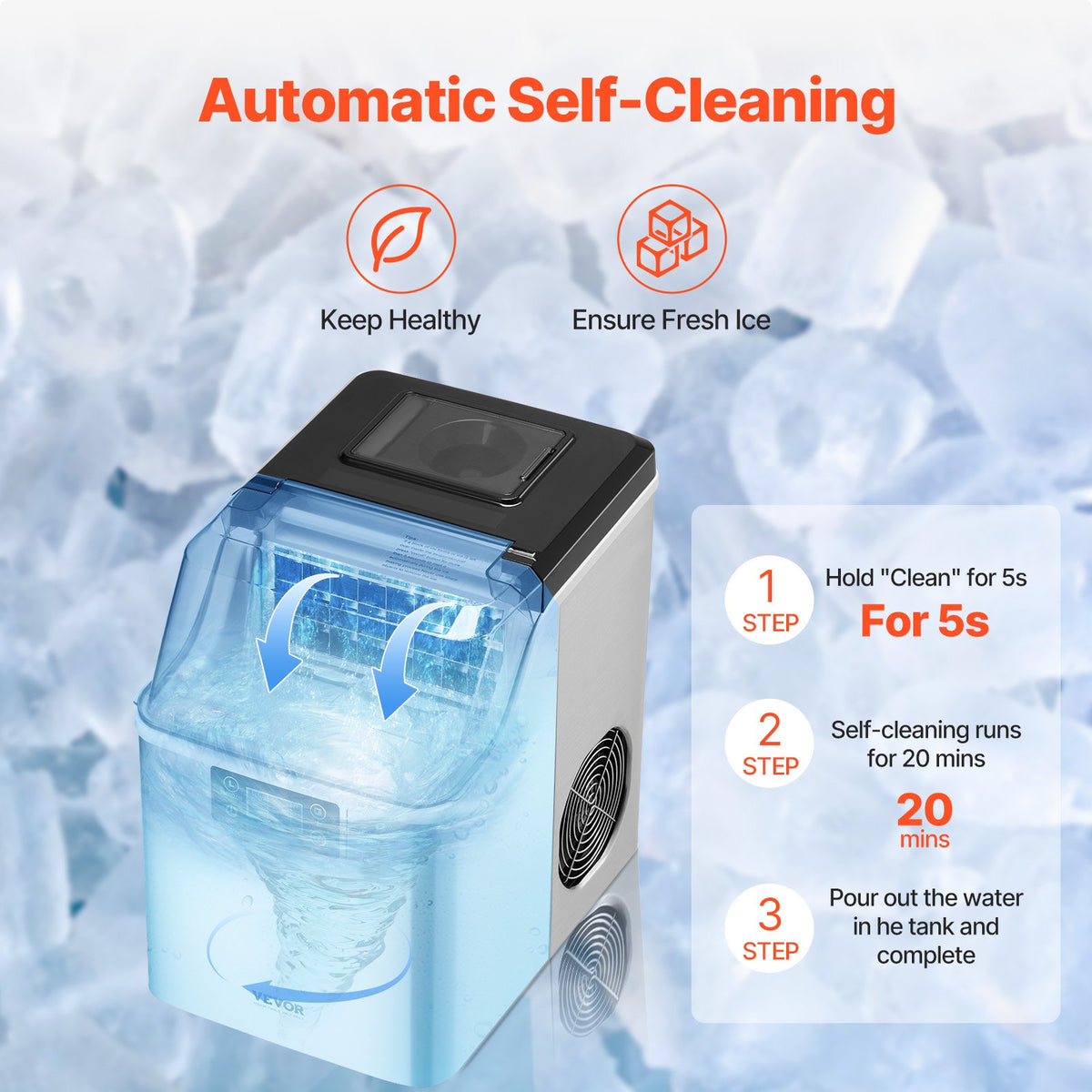 Portable Countertop Ice Maker 45lbs 24H Self Cleaning With Scoop Basket Home Bar - Image 5