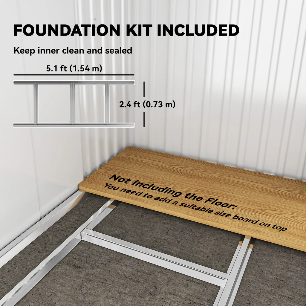 6.5x4FT Galvanised Metal Shed with Foundation Kit Lockable Garden Tool Storage - Image 3