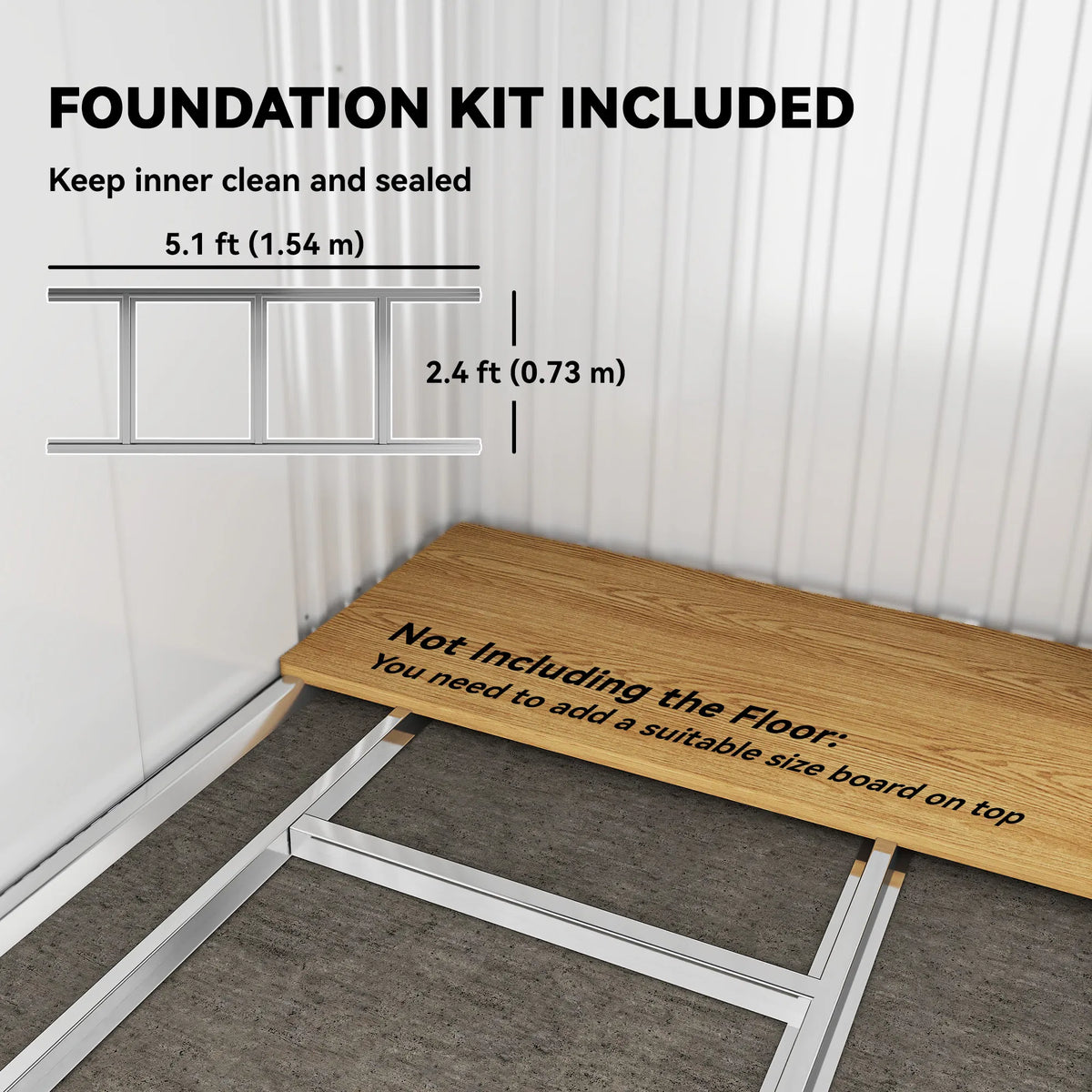 6.5x4FT Galvanised Metal Shed with Foundation Kit Lockable Garden Tool Storage - Image 3
