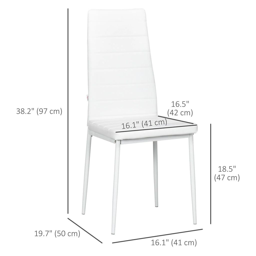 High Back Dining Chairs Modern Upholstered PU Leather Accent Chairs with Metal - Image 4