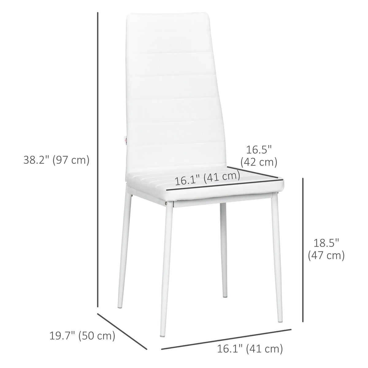High Back Dining Chairs Modern Upholstered PU Leather Accent Chairs with Metal - Image 4