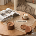 5 Piece Wooden Coaster Set With Holder Cute Drink Coasters For Desk Coffee
