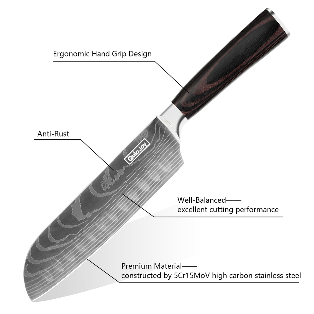 Qulajoy Santoku Knife High Carbon Stainless Steel Chef Knife Japanese Kitchen - Image 5
