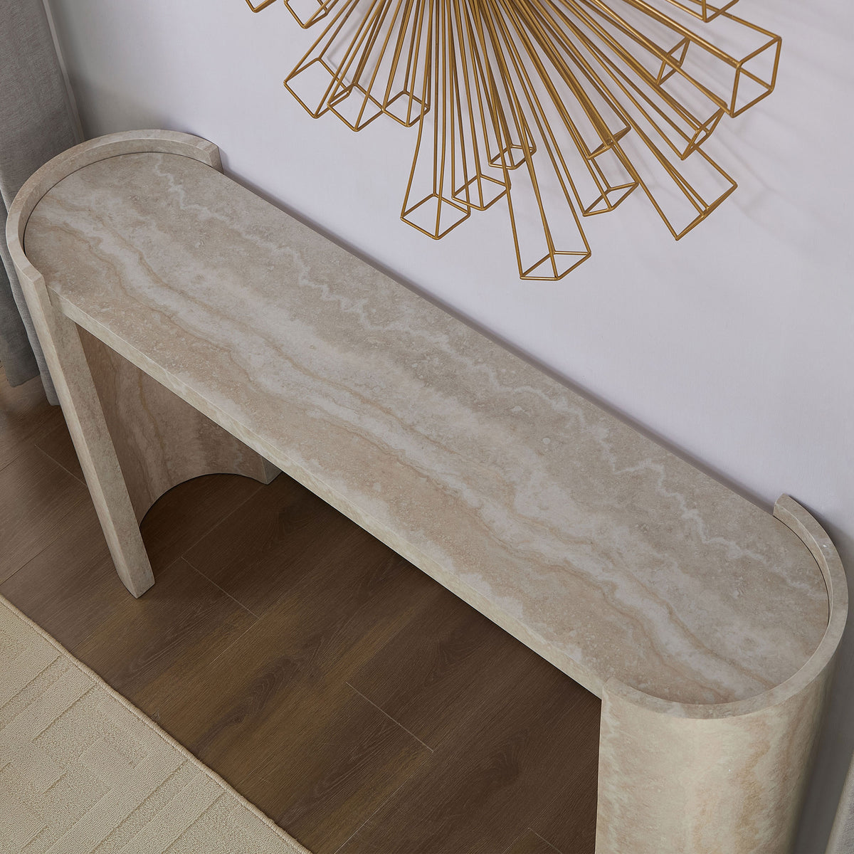 53-Inch Faux Marble Entryway Console Table