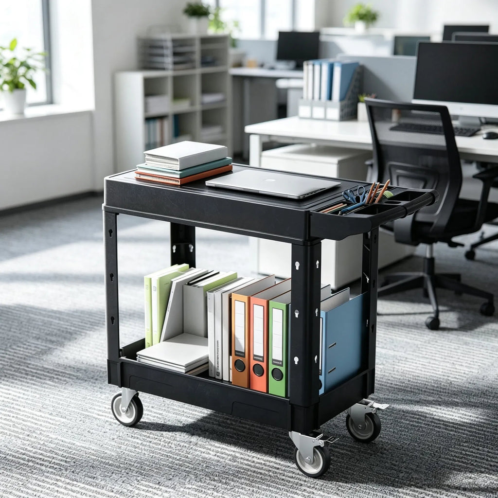 550 lbs 2 Shelf Heavy Duty Rolling Utility Service Cart 31.3 in x 17.7 in - Image 5