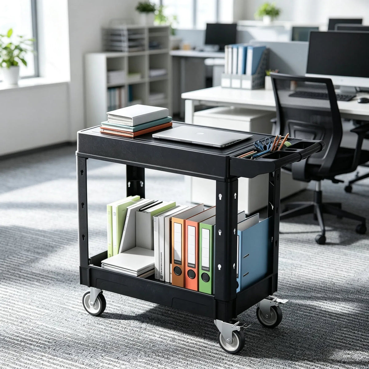 550 lbs 2 Shelf Heavy Duty Rolling Utility Service Cart 31.3 in x 17.7 in - Image 5