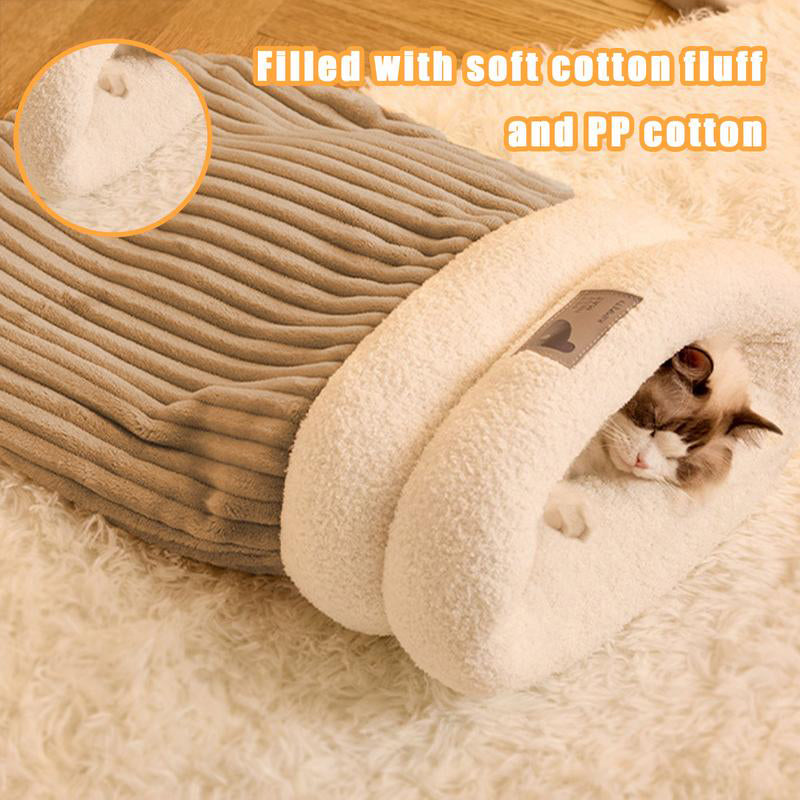 Pet Sleeping Bag Winter Warm Soft Plush Semi Enclosed Cat Nest Sleeping Bag - Image 3