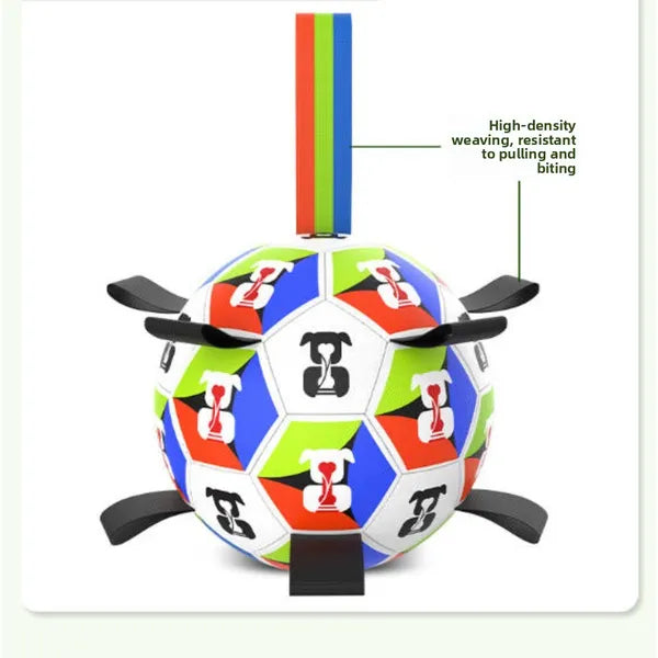 Dog Toys Soccer Ball With Straps Interactive Toys For Tug Of War Puppy - Image 2