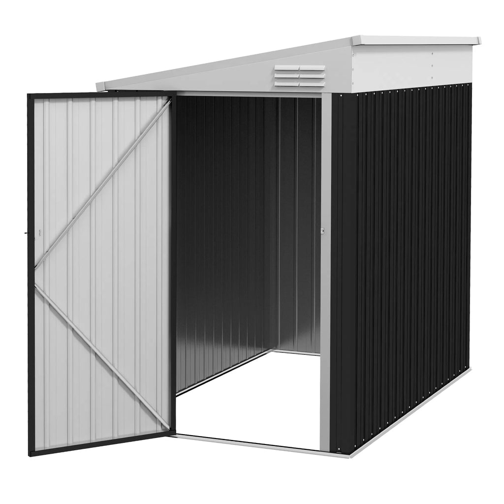 4' x 6' Outdoor Storage Shed Lean to Shed Outdoor Metal Tool Shed with Lockable