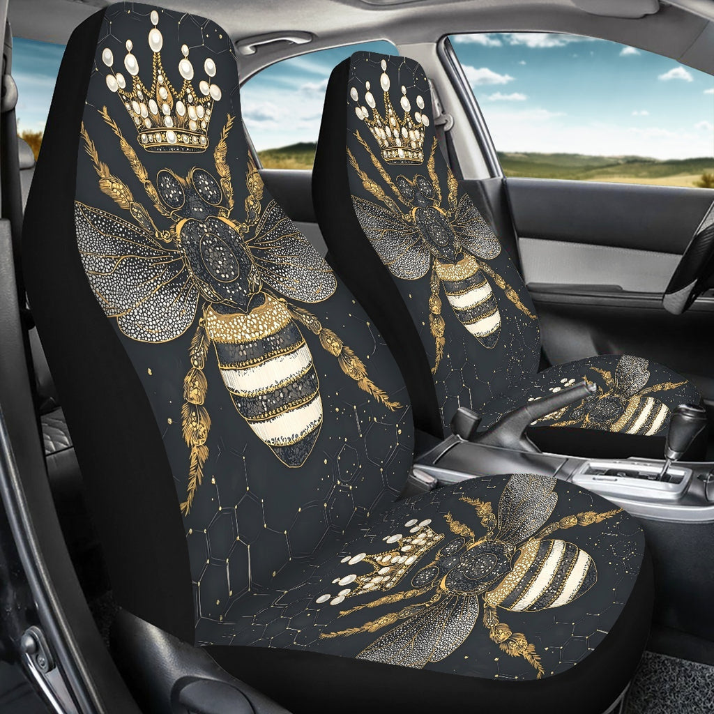 2 Front Car Seat Covers Digitally Printed With A Honeybee Pattern Thin - Image 4