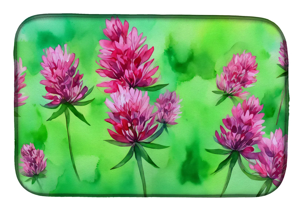 Vermont Red Clover in Watercolor Dish Drying Mat Absorbent Dish Drying Mat Pad - Image 5