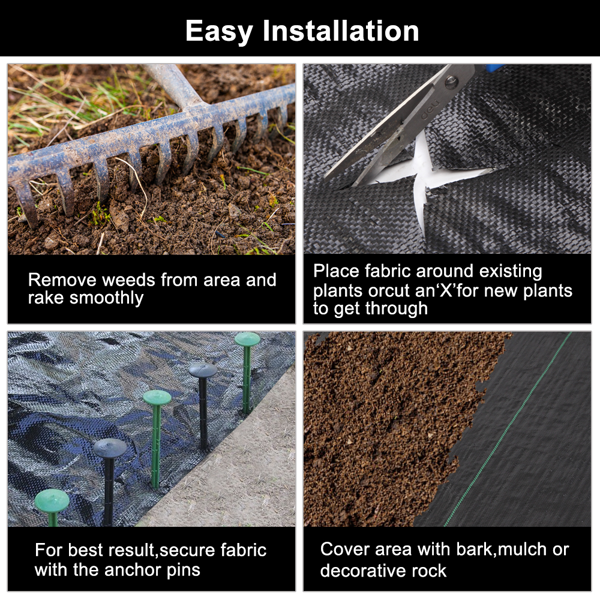 4x100ft Black Weeding Cloth Polyethylene Foldable - Image 4