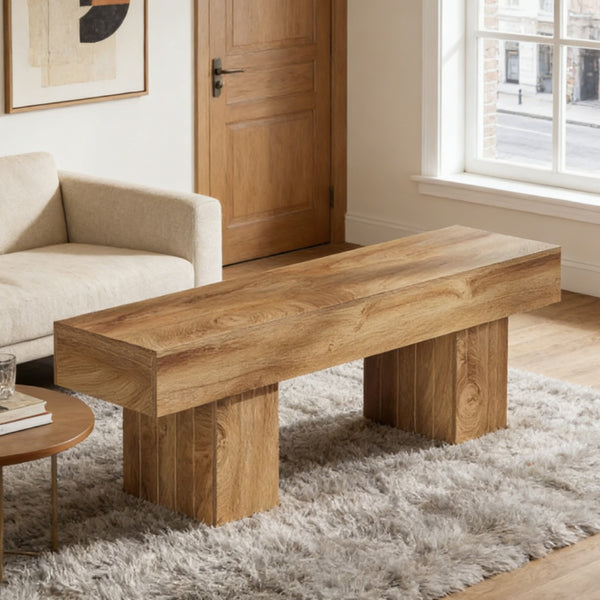 55-Inch Natural Farmhouse Wood Bench