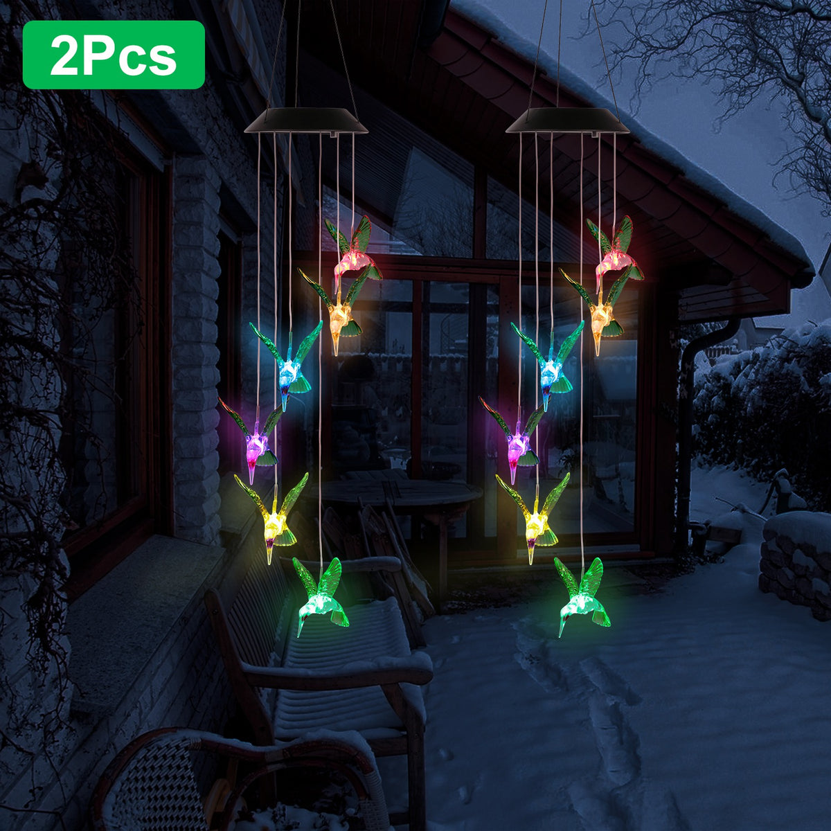 LED Solar Hummingbird Wind Chime For Spring Solar String Lights 6 LEDs - Image 3