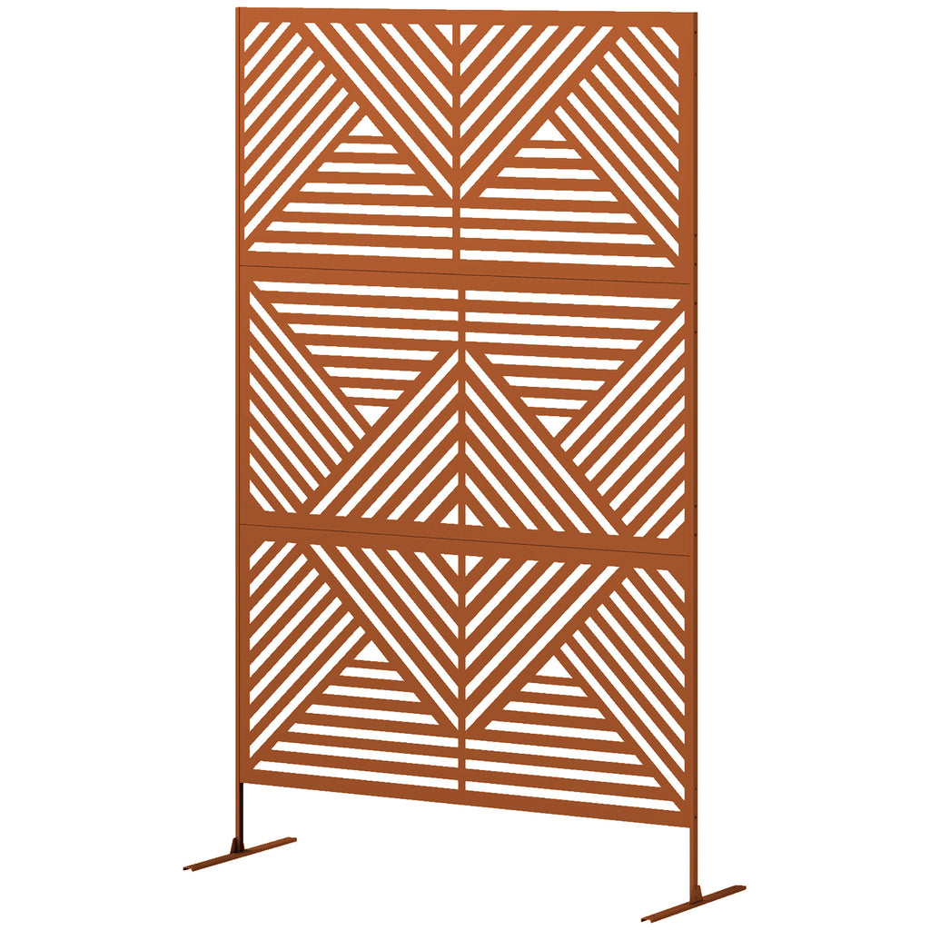 Decorative Metal Outdoor Plant Trellis Screen with Stand Rhombus Pattern (Brown) - Additional Product View Plant Trellis Screen