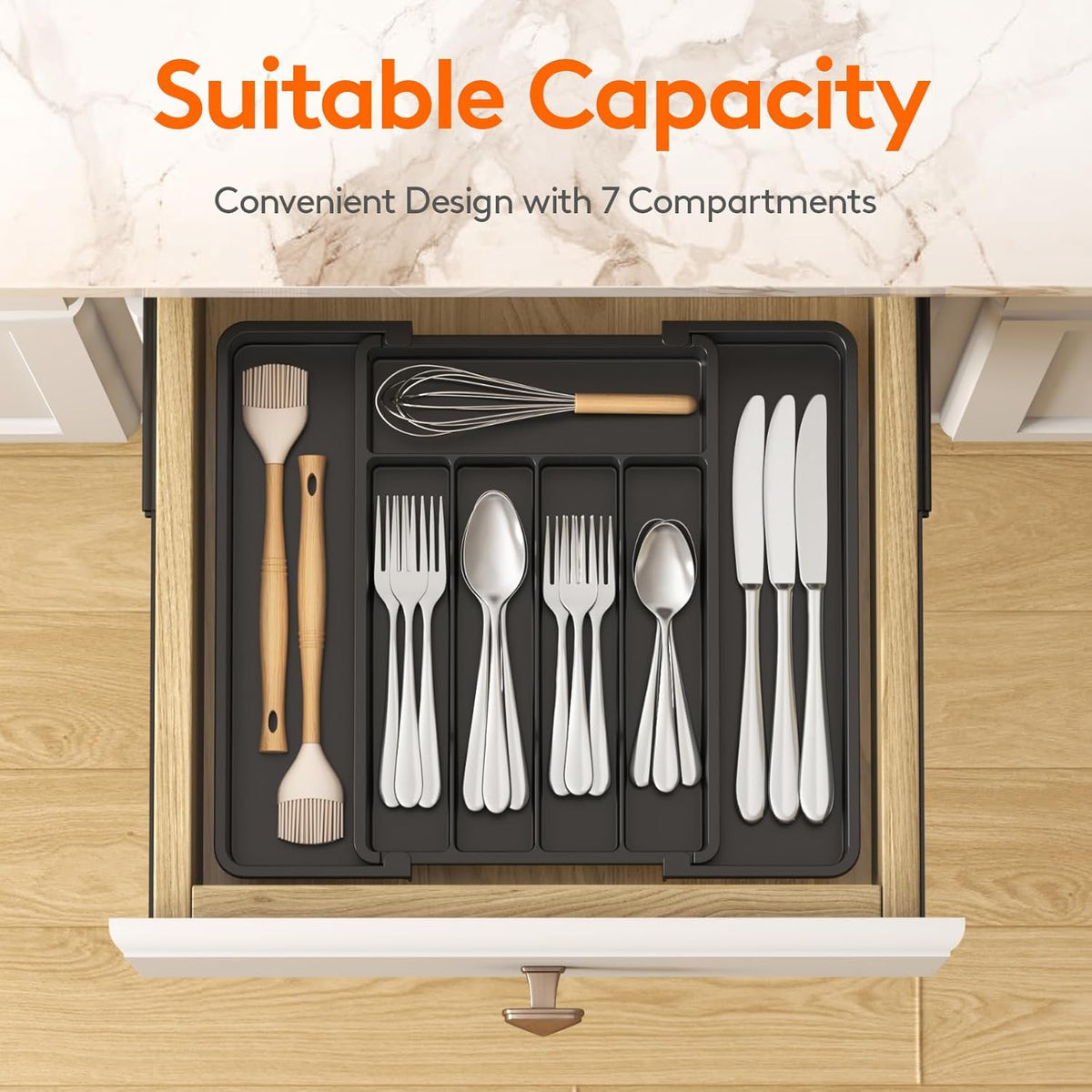 expandable silverware drawer organizer adjustable in use lifestyle