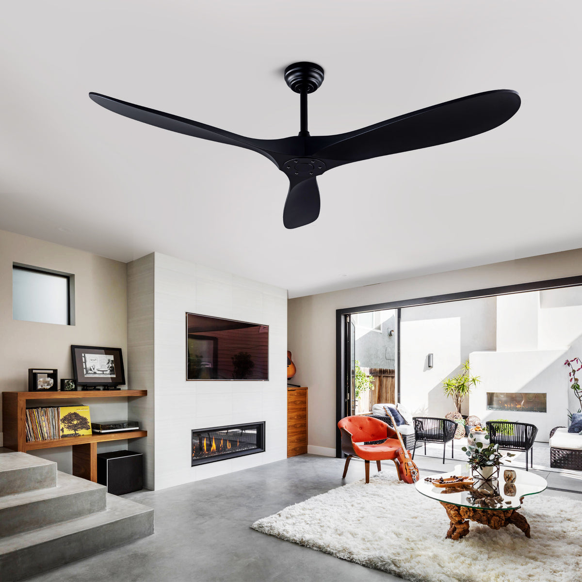 52 inch Black ABS Ceiling Fan with Remote Standard Mount No Lights for - Image 5