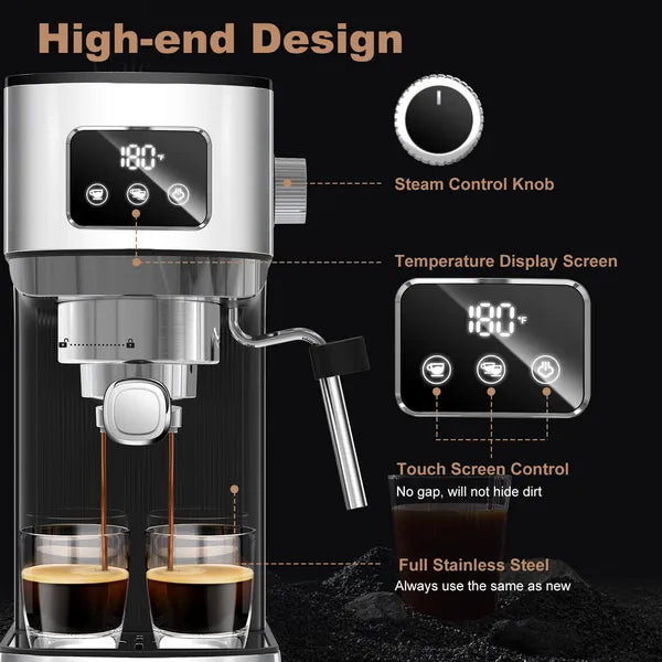 Geek Chef Espresso Machine Cappuccino & Latte Machine With ESE POD Filter & - Image 2