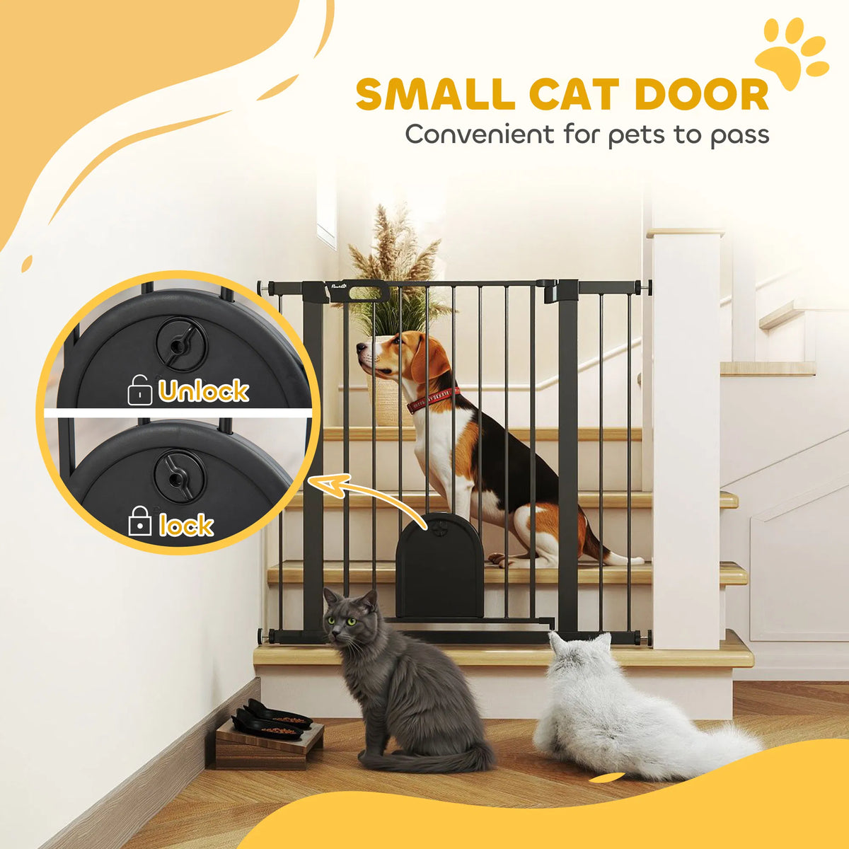 30" 41" Extra Wide Pet Gate Barrier with Small Door 35"H Dog Gate with Safety - Image 2