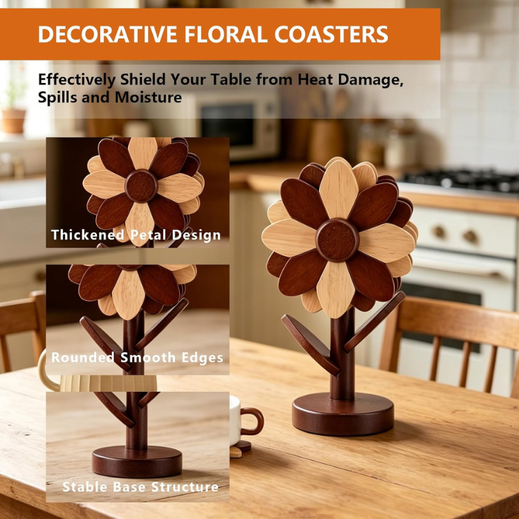 Wooden Flower Tree Trivet Decorative Hot Pad For Kitchen Heat Resistant Dish