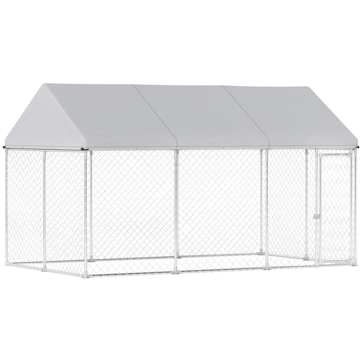 Galvanized Steel Outdoor Dog Kennel with Roof Safety Lock for Backyard 13.1' - Image 2