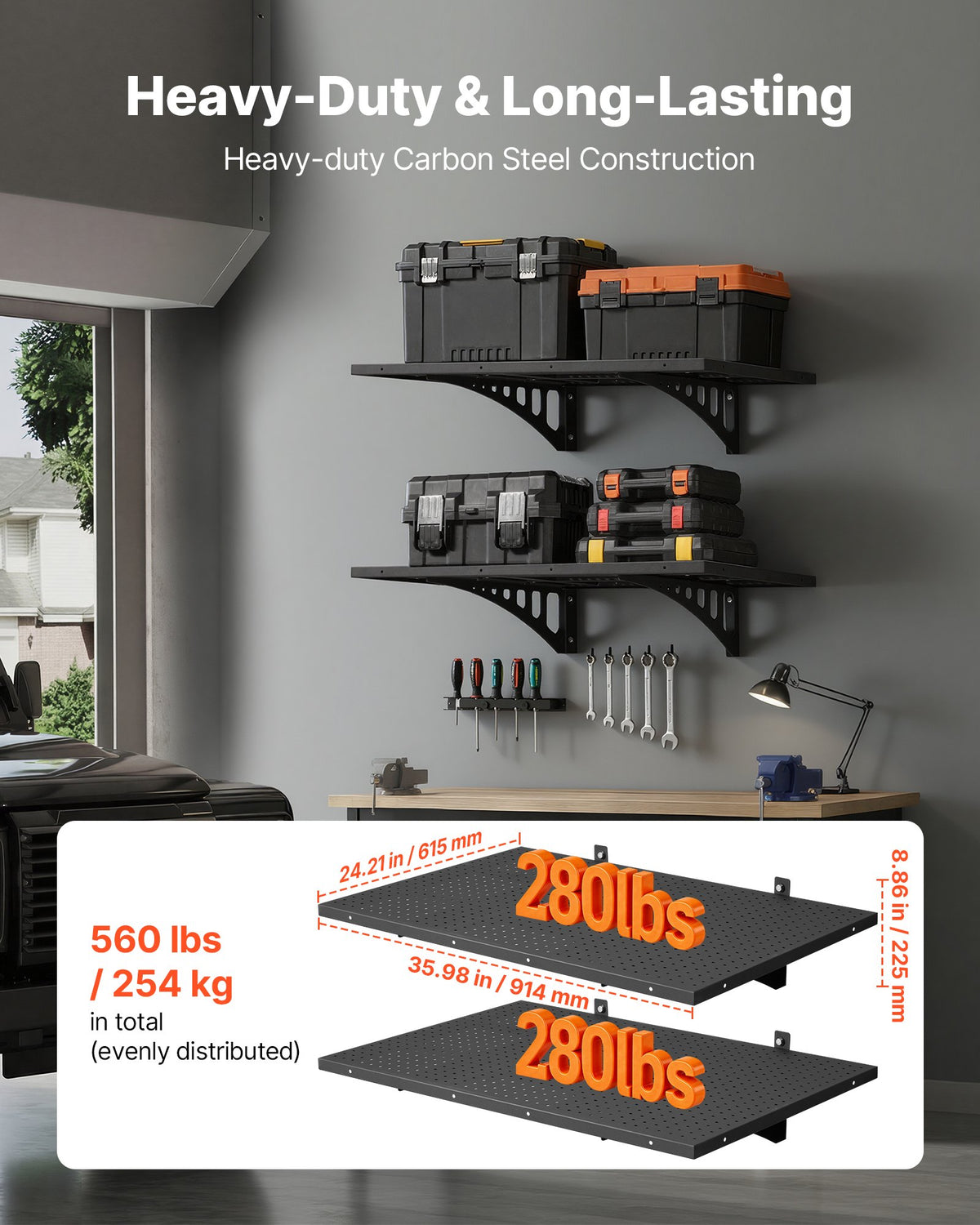 2-tier heavy duty wall garage dimensions and features