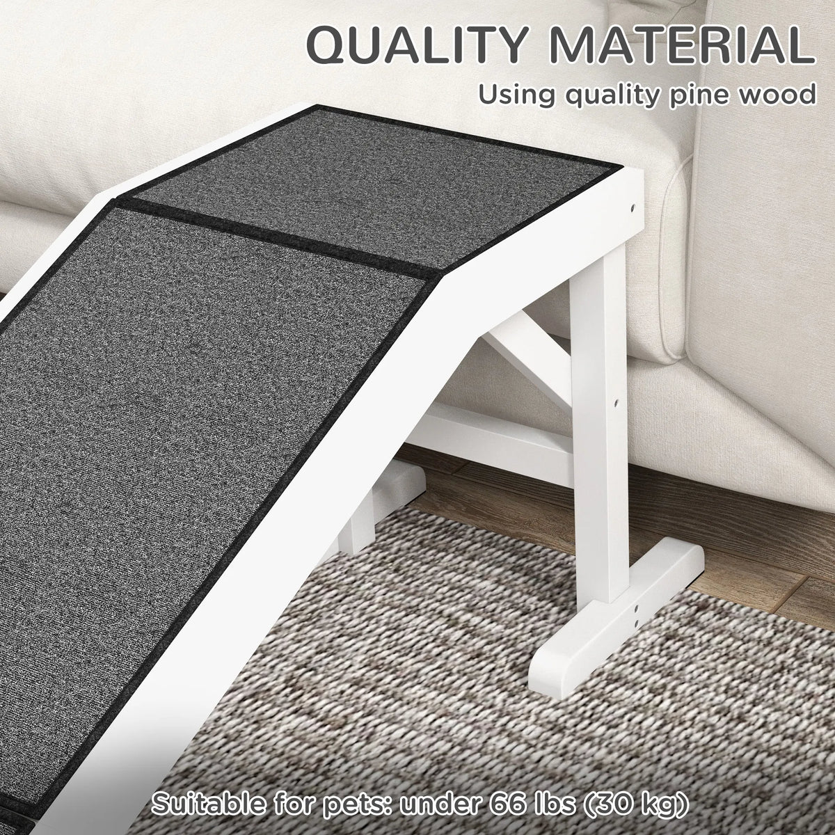 Pet Ramp Bed Steps for Dogs Cats Non slip Carpet Top Platform Pine Wood 59"L x