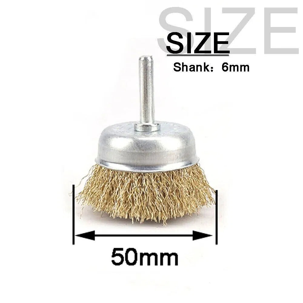 2 Pack 3 Pcs Wire Brush Wheel Set Cup Drill Bit Rust Paint Attachment 1/4" USA - Image 5