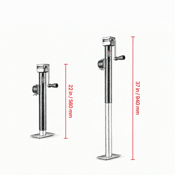 Weld on Pipe Mount Swivel Trailer Jack 15inch Vertical Travel For RV & Utility - Image 4