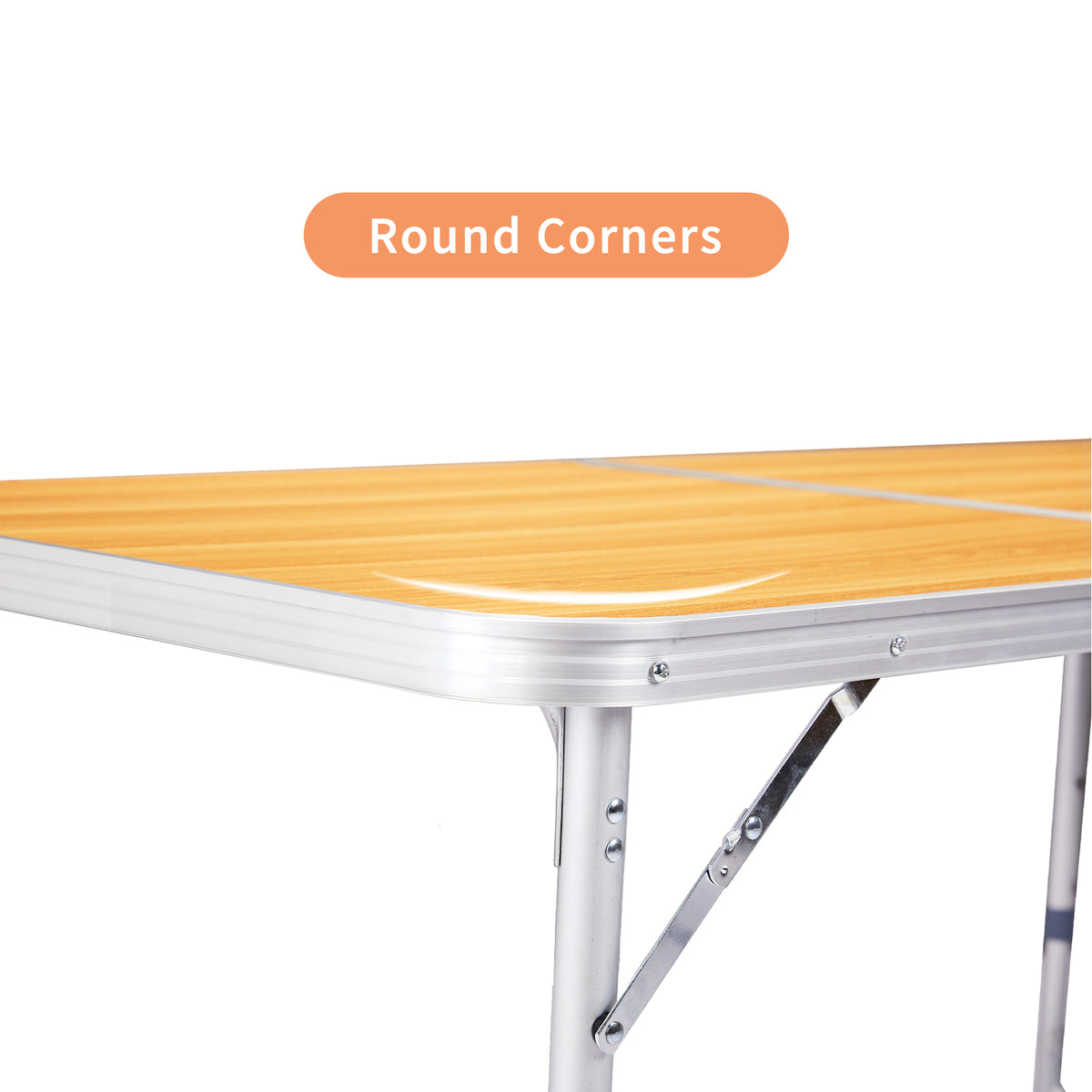 6-Foot Wood-Grain Aluminum Folding Table