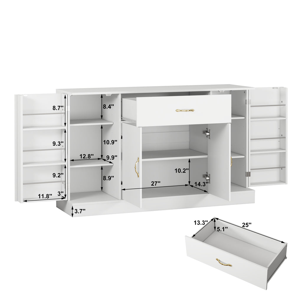 55in Sideboard Buffet Cabinet with Drawer and Four Doors
