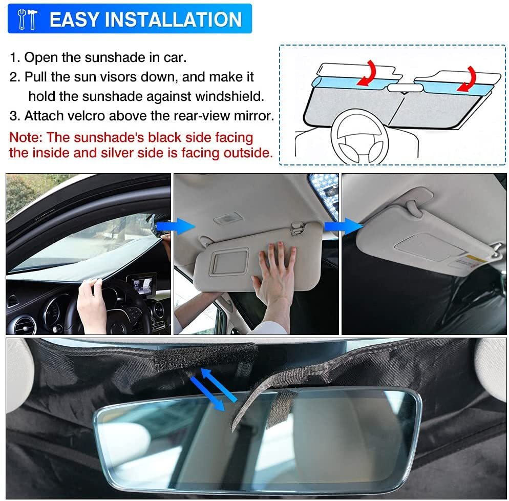 Car Windshield Sunshade Foldable Fit Ford Edge 15 24 Visor UV Block Shield Cover - Image 2