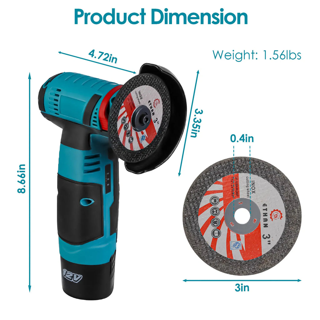 Cordless Mini Angle Grinder 2x12V 1100mAh Batteries 19000RPM Motor Air - Image 4