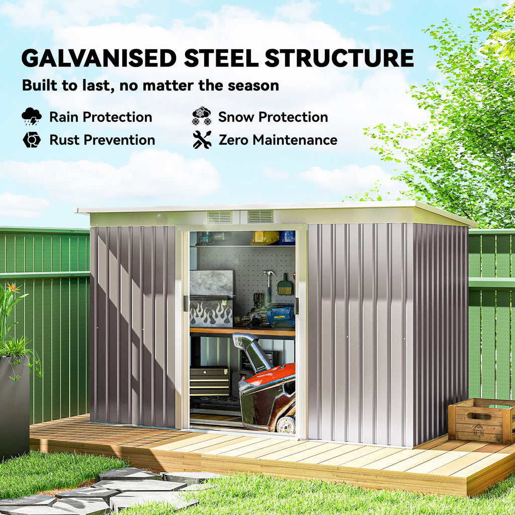 9' x 4' Garden Metal Storage Shed Outdoor Equipment Tool Box with Foundation - Image 4