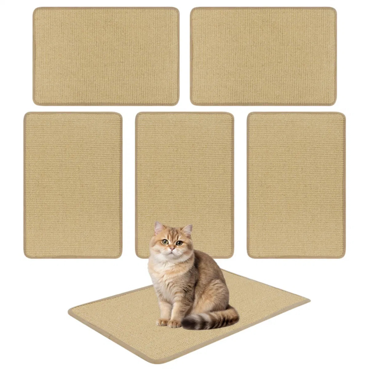 24 x 16 Inch Natural 6 Piece Cat Scratching Mats Sisal Material Anti Slip - Image 5