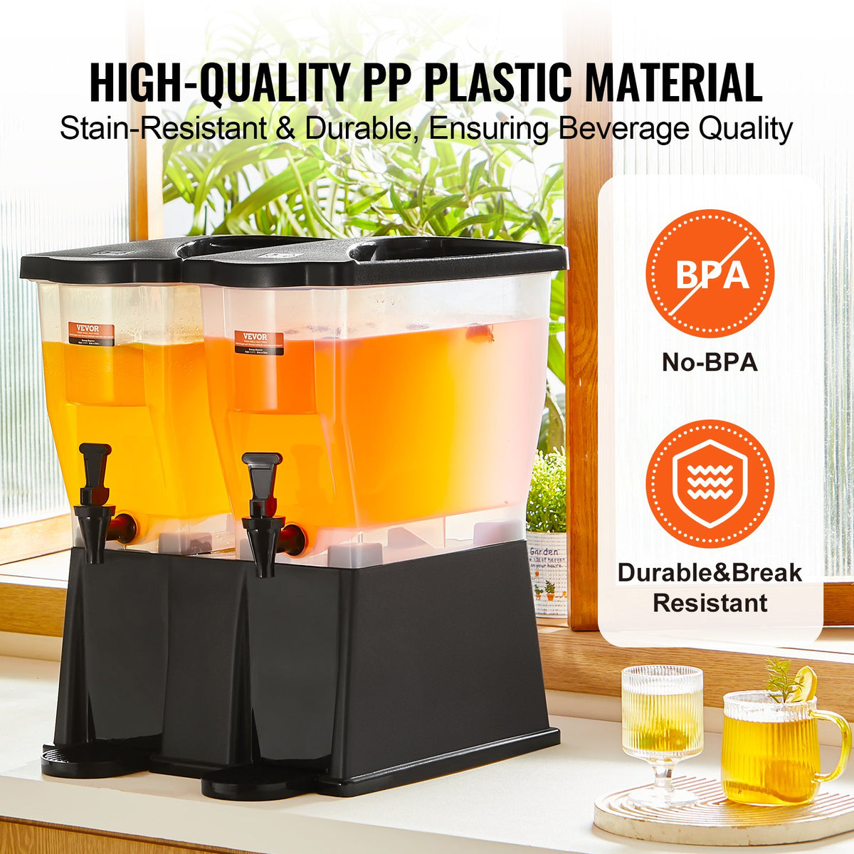 Beverage Dispenser Gallon Drink Dispensers For Parties Plastic Juice - Angle and Detail View