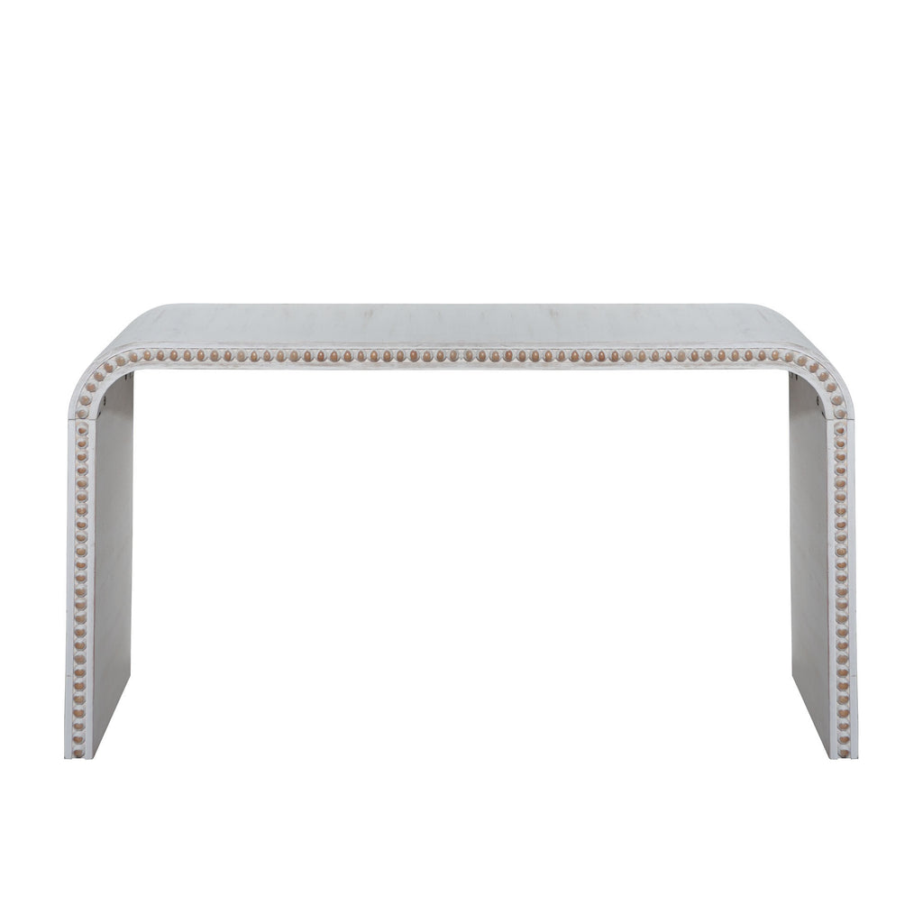 59-Inch Washed White Waterfall Console Table