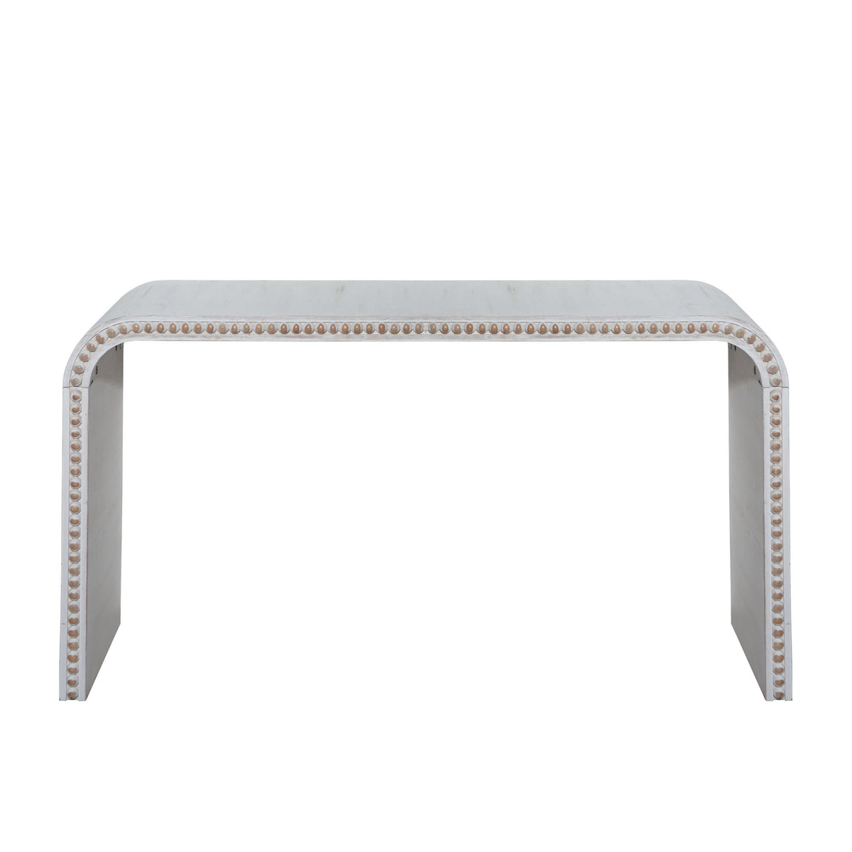 59-Inch Washed White Waterfall Console Table