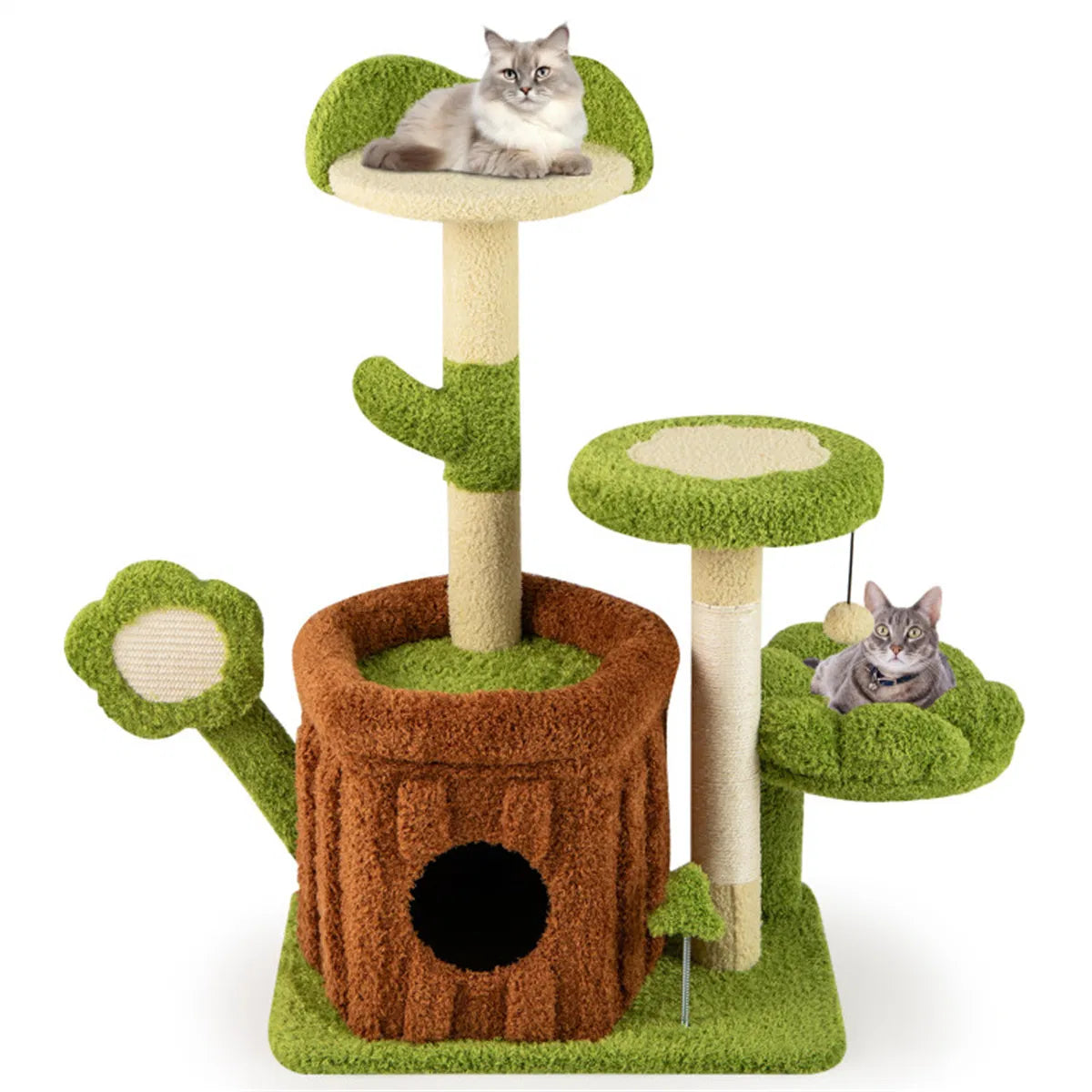36" Jungle Theme Cat Tree Washable Peach Skin Sisal Scratching Post & - Image 4