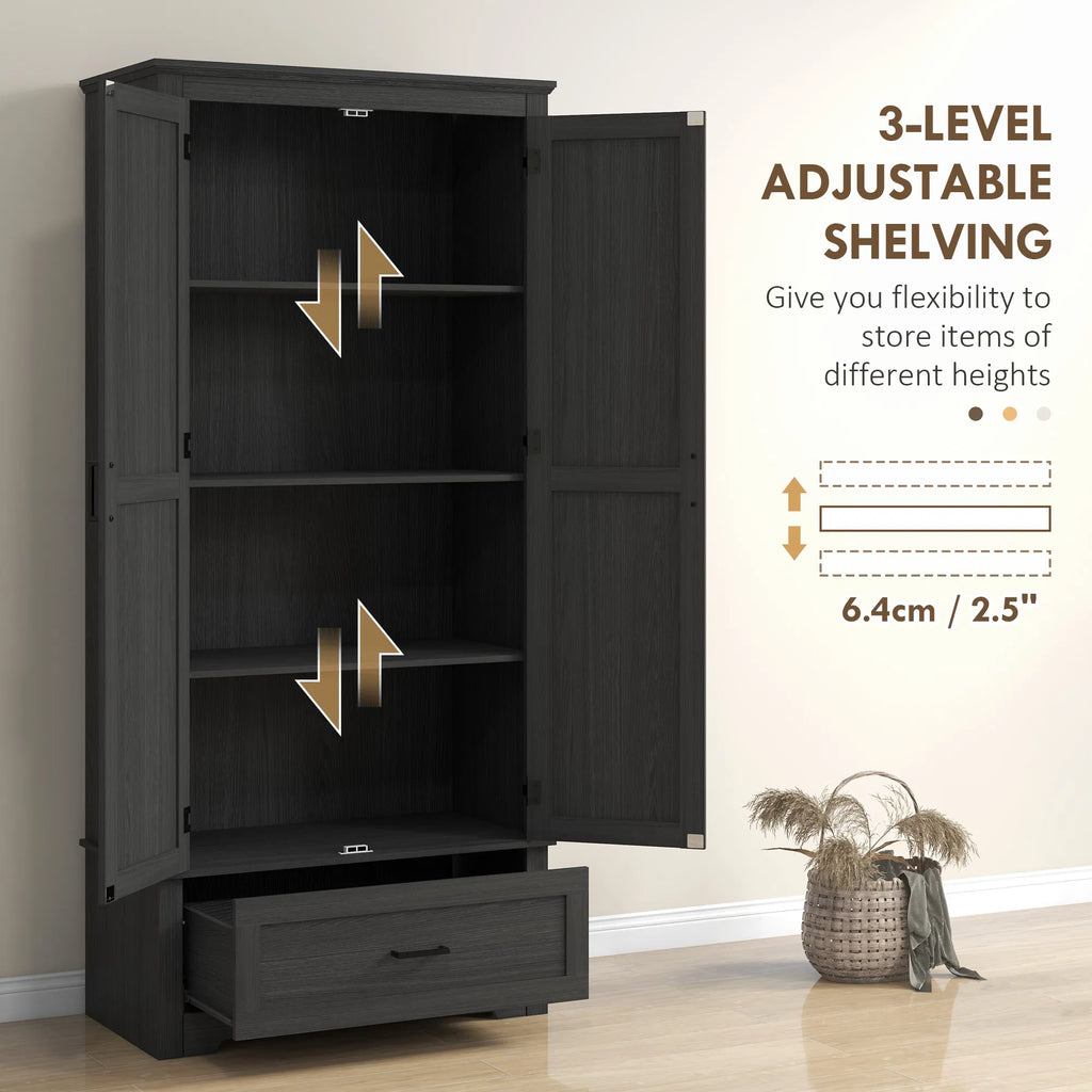69" Tall Farmhouse Kitchen Pantry Cabinet with 2 Doors Drawer and Adjustable - Image 5