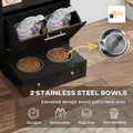 Pet Feeder Station Storage Cabinet Dog Food Storage Container with Dog Raised