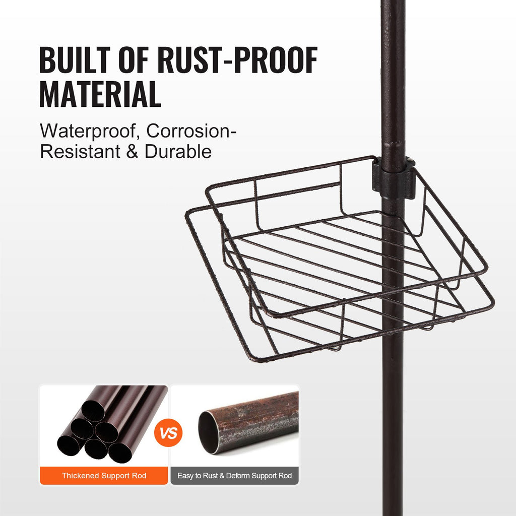 shower corner caddy tension pole detail and structure