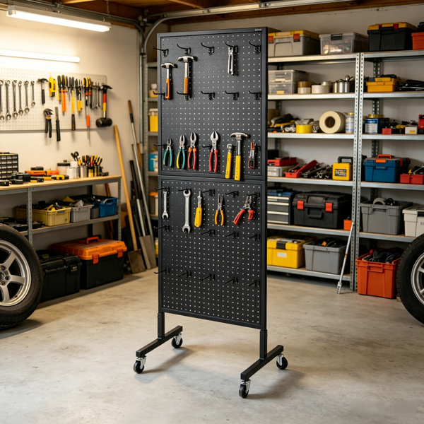 23.6 X 63 In Standing Pegboard Display Stand With 30 Hooks For Grocery & - Image 5