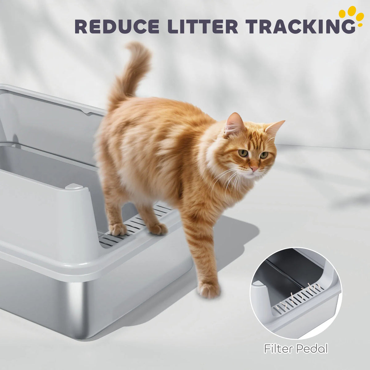 XL Stainless Steel Cat Litter Box for Big and Multiple Cats with High Wall - Image 4