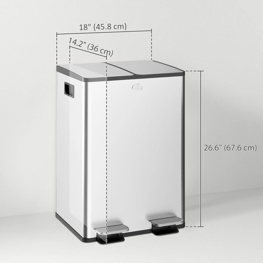 Dual Garbage Bin with Foot Pedal 2 x 28 Litre Garbage Can with Removable - Image 4