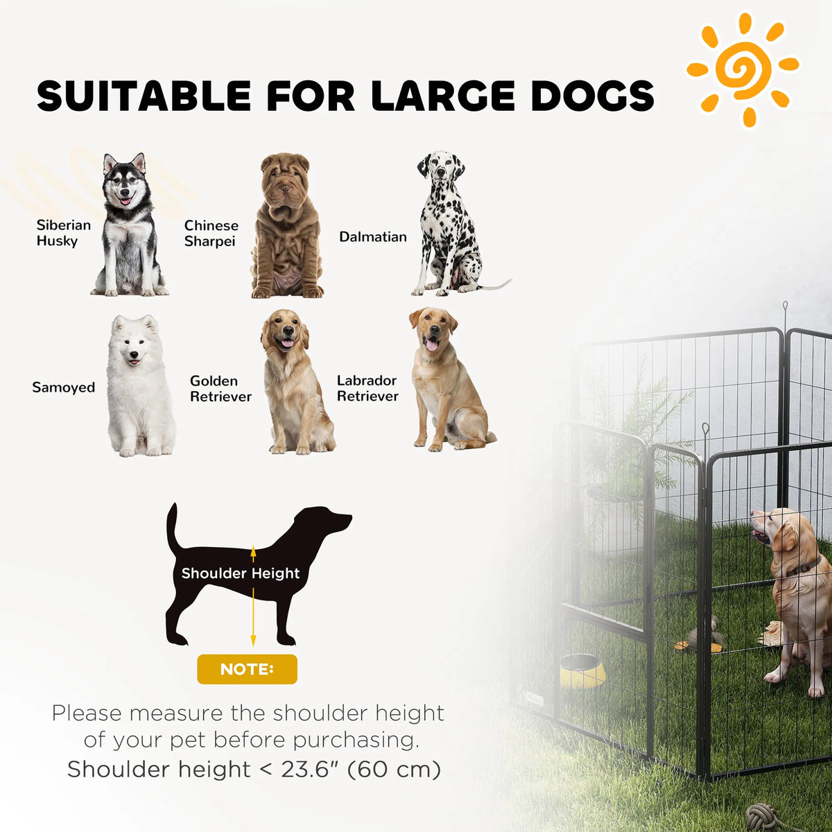 Heavy Duty Dog Playpen with Door for Large Dogs 6 Panels 39"H - Image 2