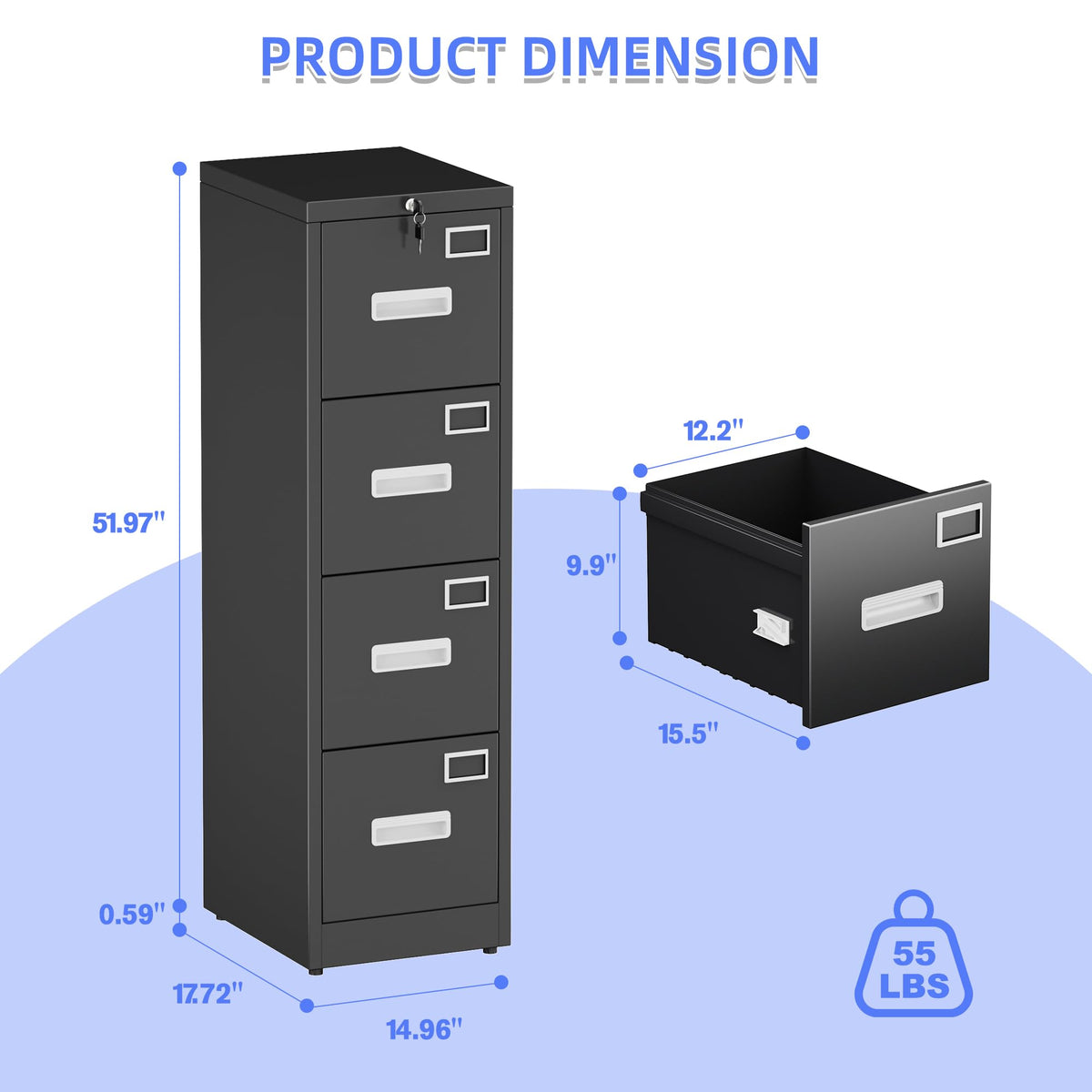 Aobabo 4 Drawer File Cabinet With Lock Vertical Metal Filing Cabinet - Image 2
