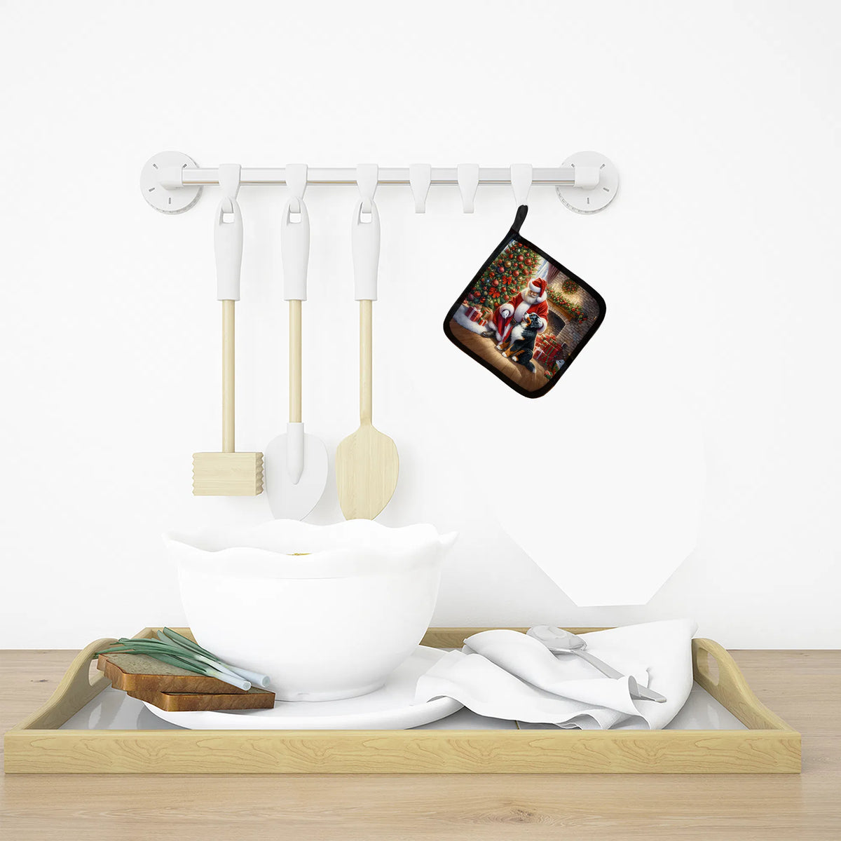 Bernese Mountain Dog And Santa Claus Pair Of Pot Holders Kitchen Heat - Image 6