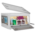 70-Quart Collapsible Stackable Storage Bin Container with Latching Doors - Main Front View