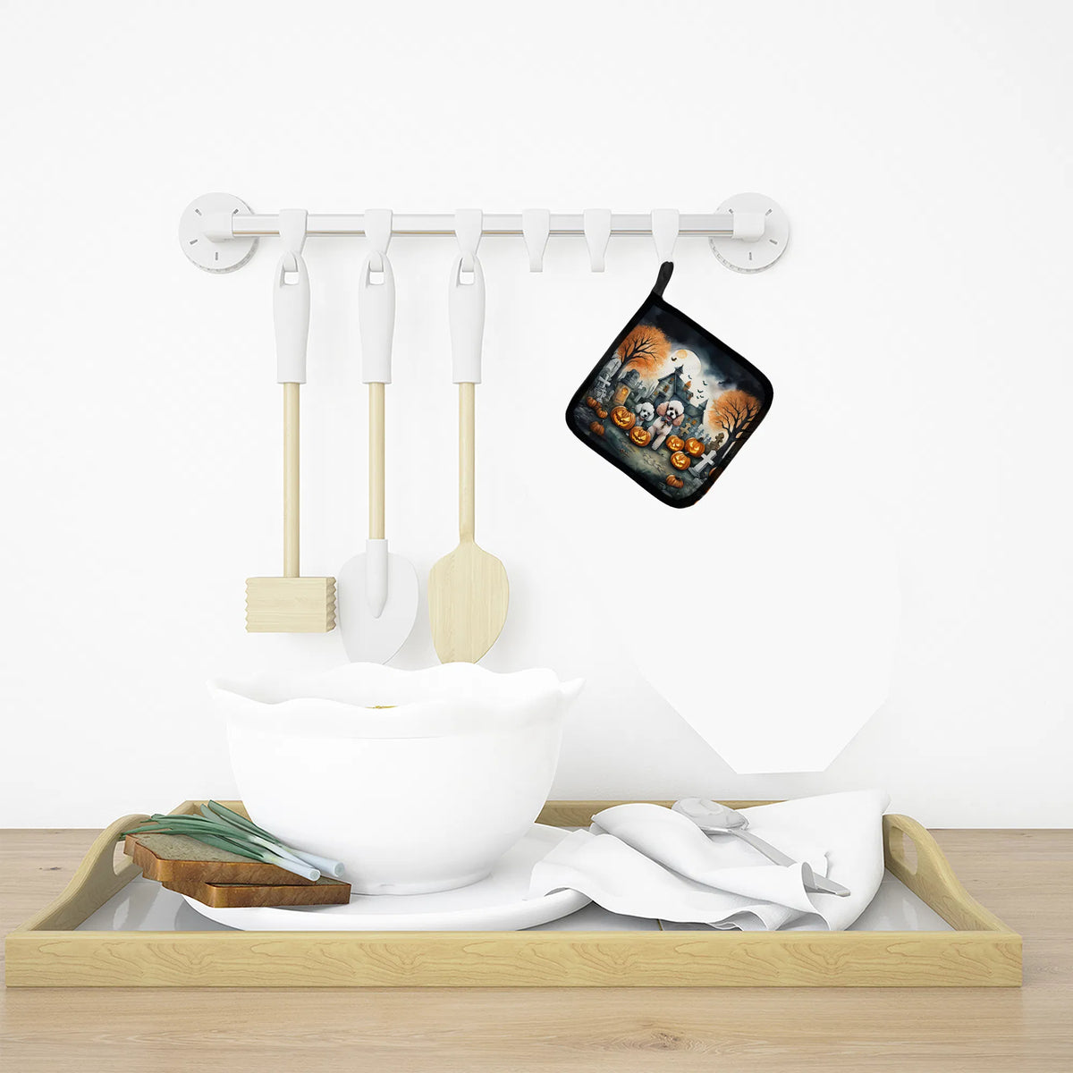 Poodle Spooky Halloween Pair of Pot Holders Kitchen Heat Resistant Pot Holders - Image 4